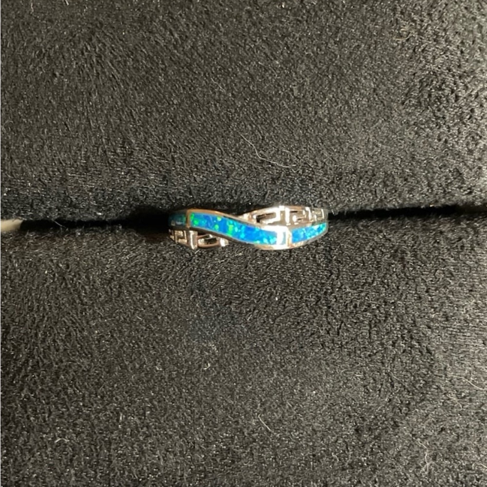 Gorgeous Blue and Green Opal Mosaic Band Ring